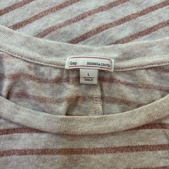 Gap cream and metallic pink Striped Blouse - Picture 2 of 6